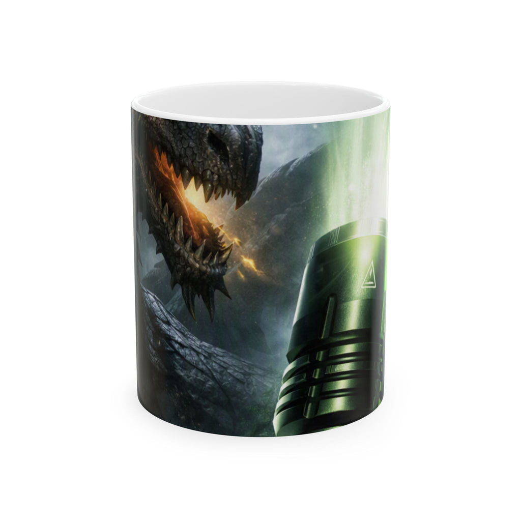 Dragon vs. Robot Ceramic Mug — Fantasy Sci‑Fi Battle Coffee Cup (11oz & 15oz)