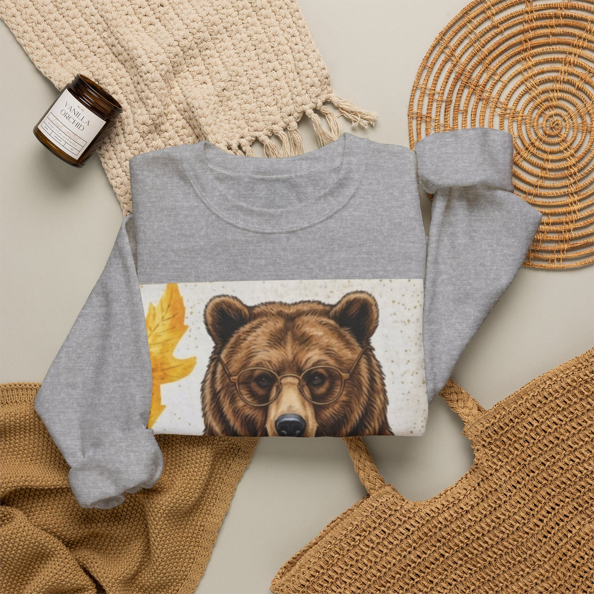 Bear Selfie Sweatshirt – Funny Bear Phone Graphic Crewneck