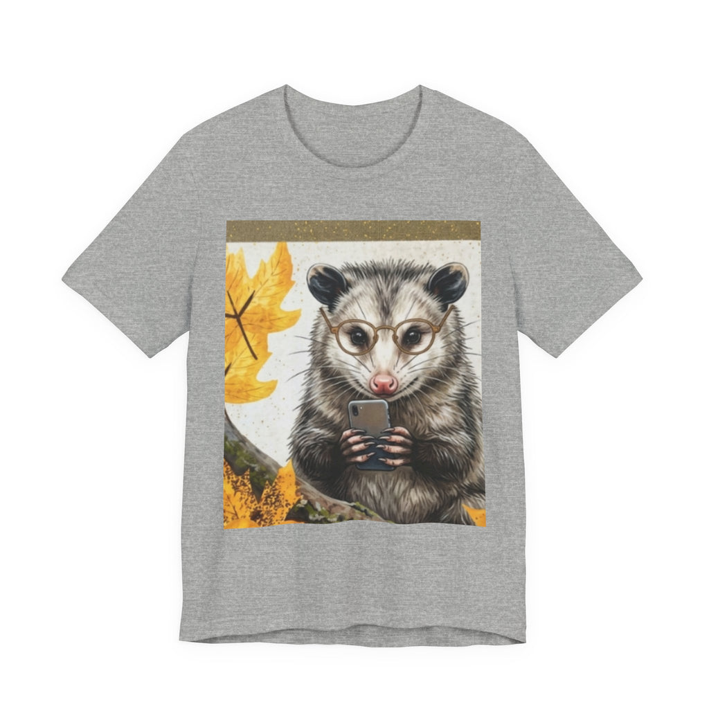 Possum Selfie T-Shirt — Cute Opossum Holding Phone Fall Design