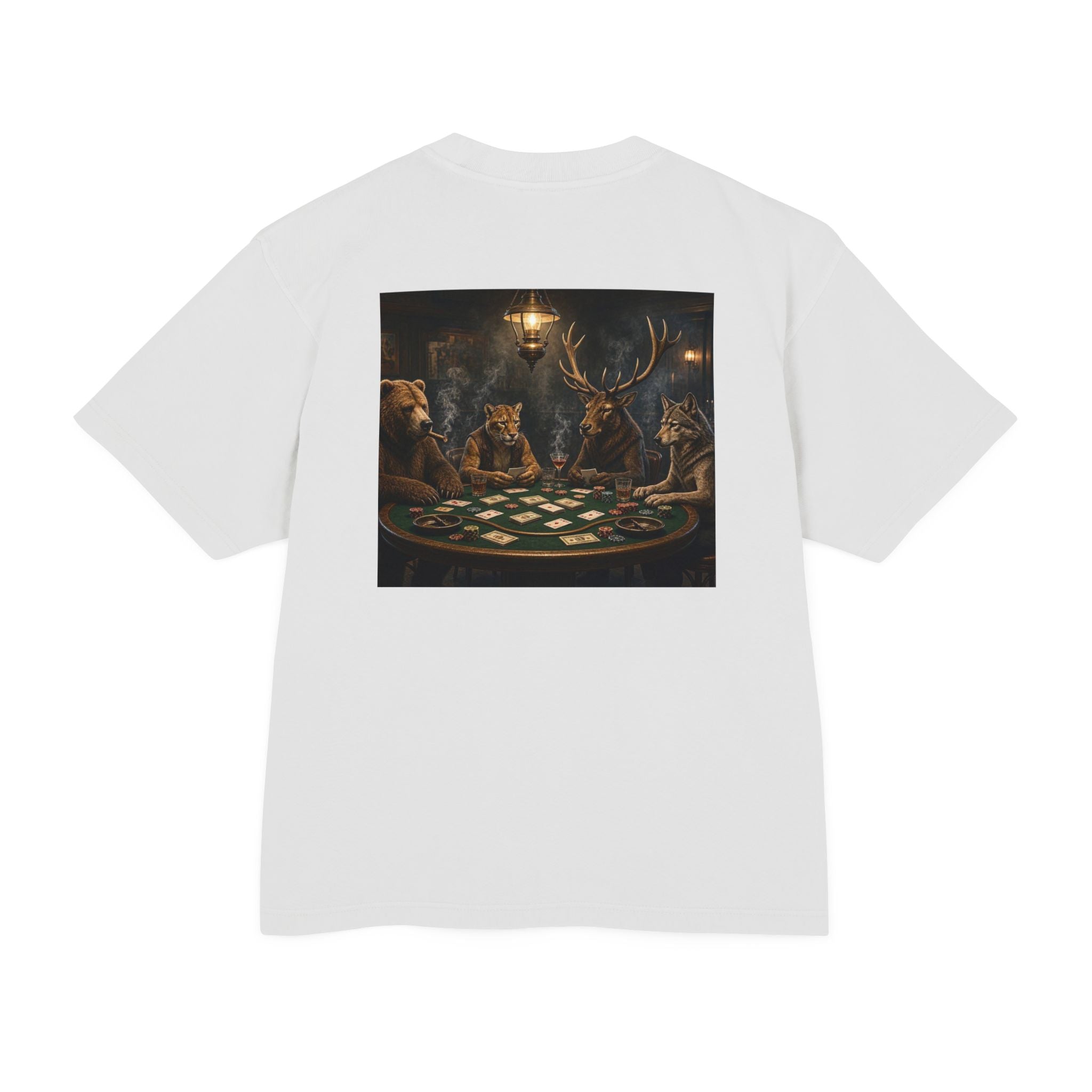 Wildlife Poker Night Tee — Deer & Bear Vintage Casino Graphic T-Shirt