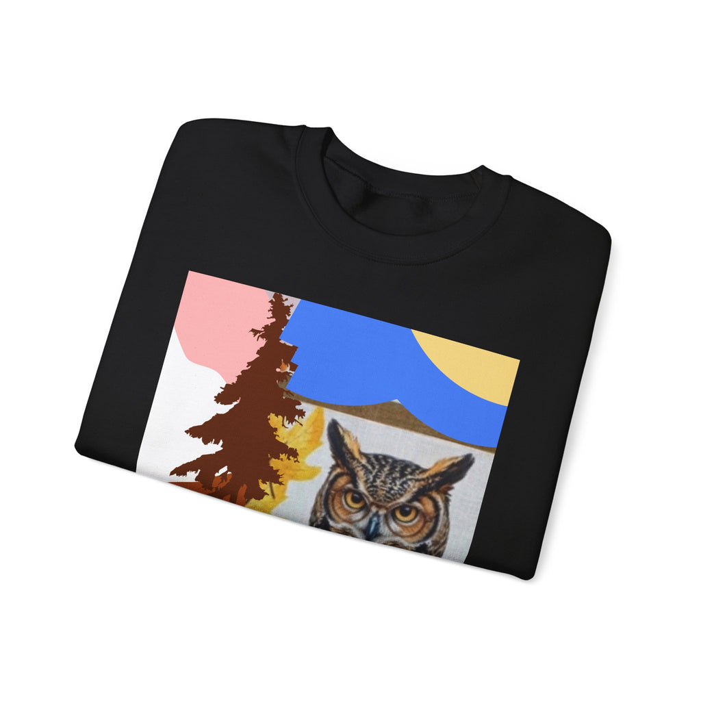Retro Owl Crewneck Sweatshirt — Vintage Forest Graphic Pullover