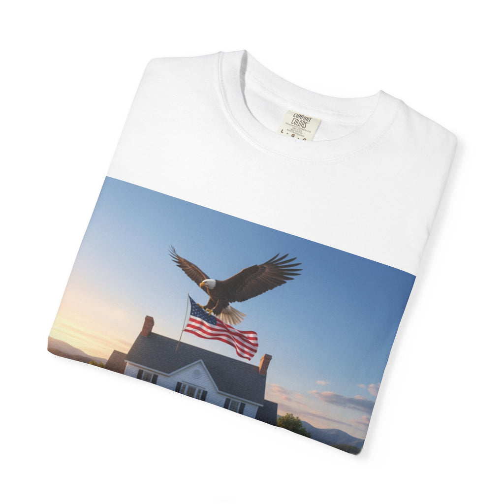 American Eagle & Horses Farmhouse T-Shirt — Patriotic Country Scenic Tee