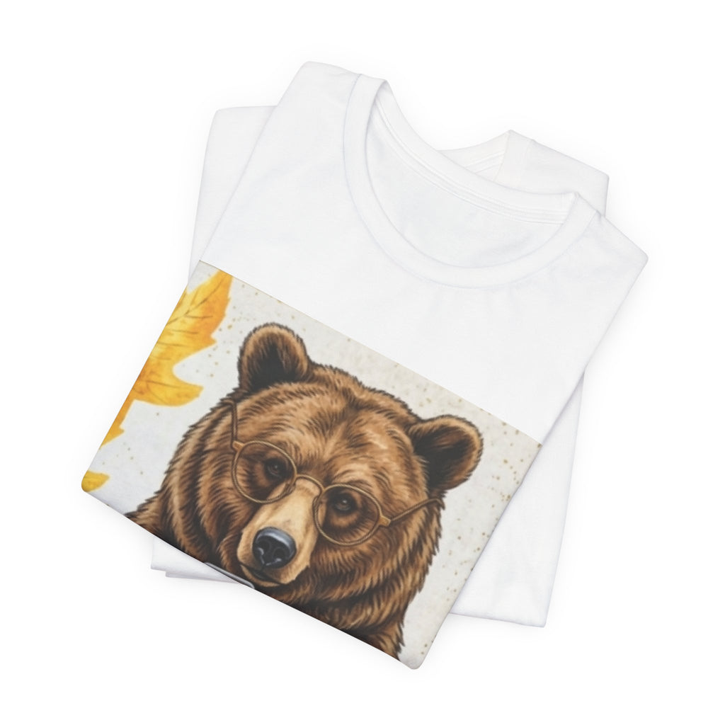 Bear Looking at Phone Graphic Tee — Funny Nature Animal T-Shirt