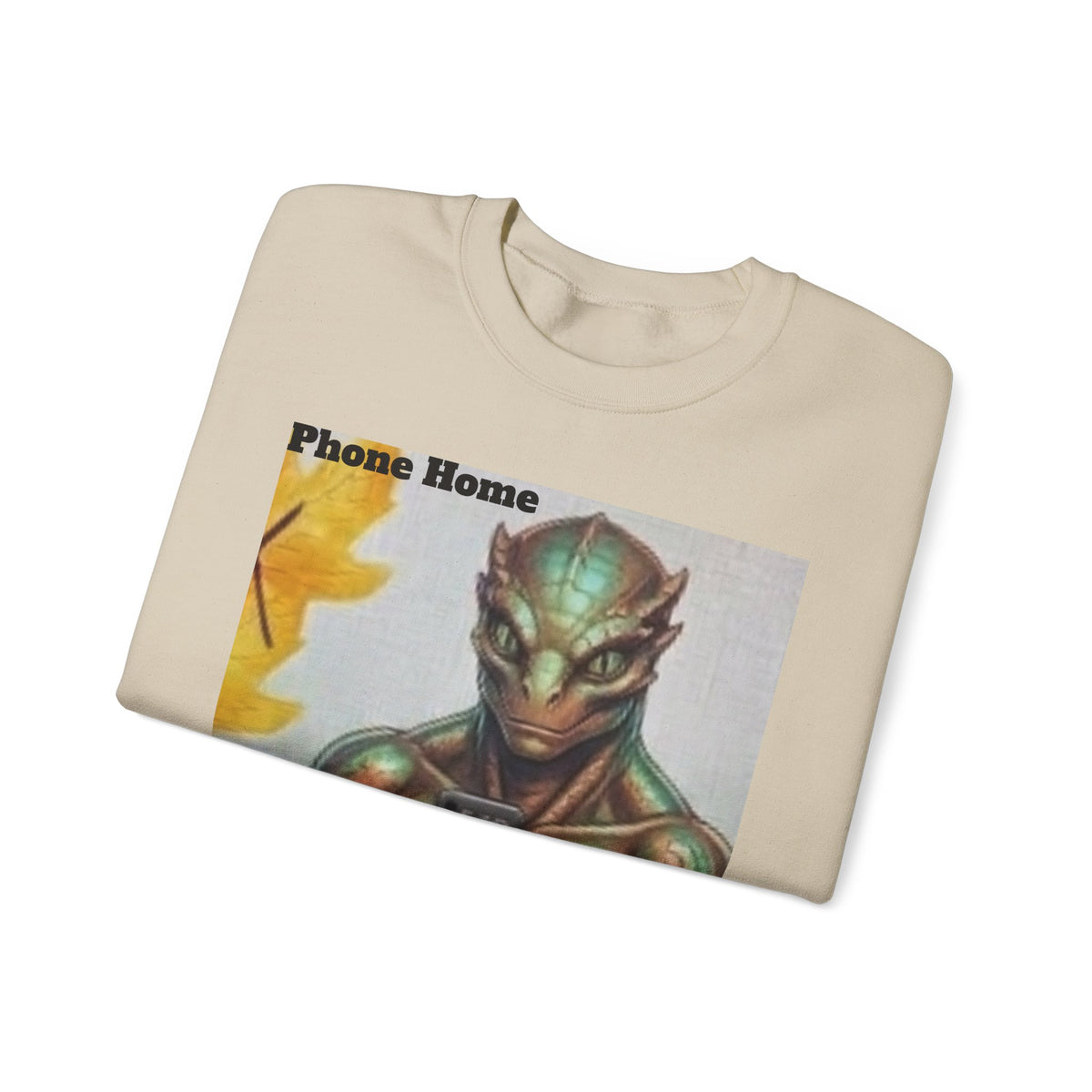 Alien Selfie Crewneck Sweatshirt — "Phone Home" Graphic