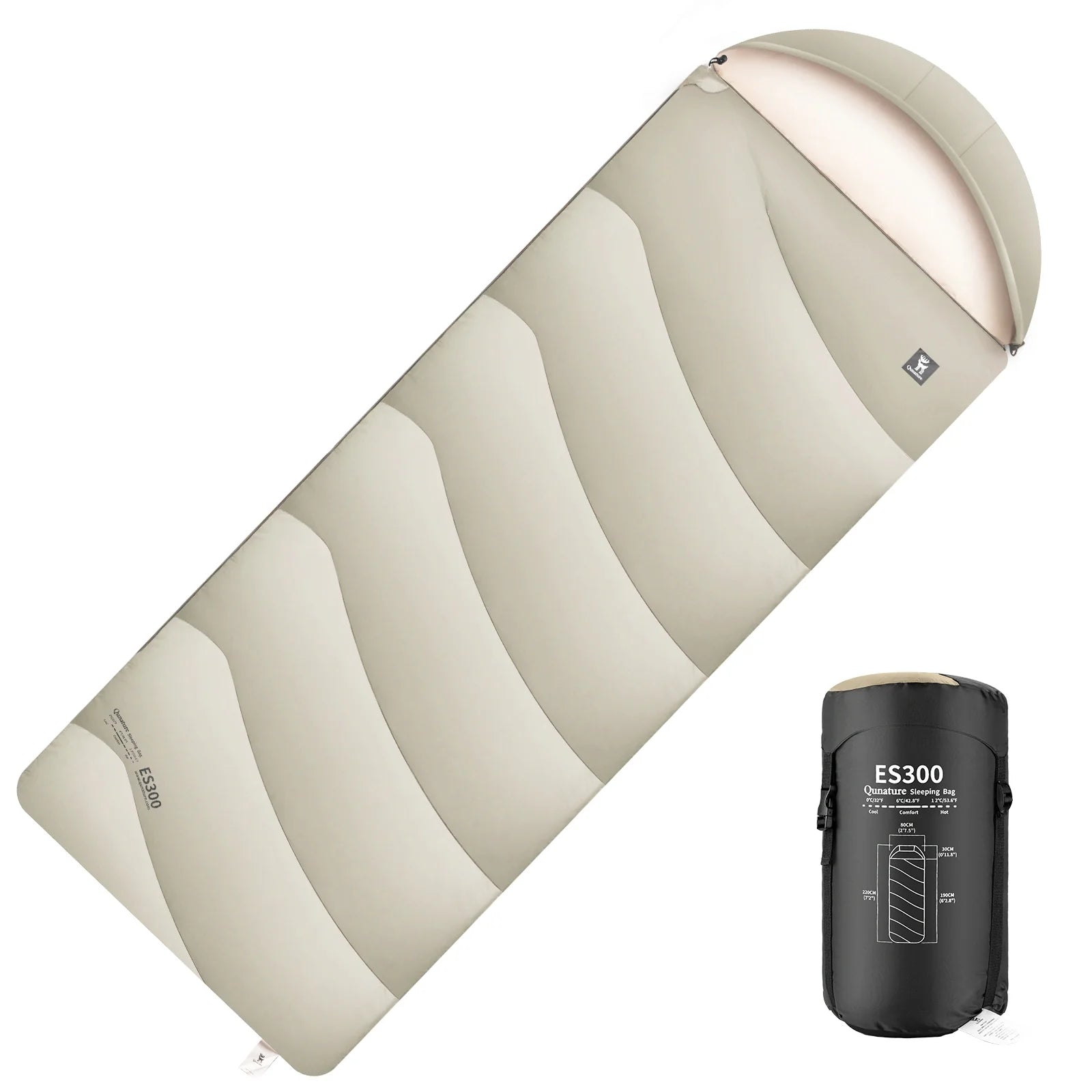 Cotton Envelope Portable Backpacking Sleeping Bag for Outdoor Camping with Compression Sack